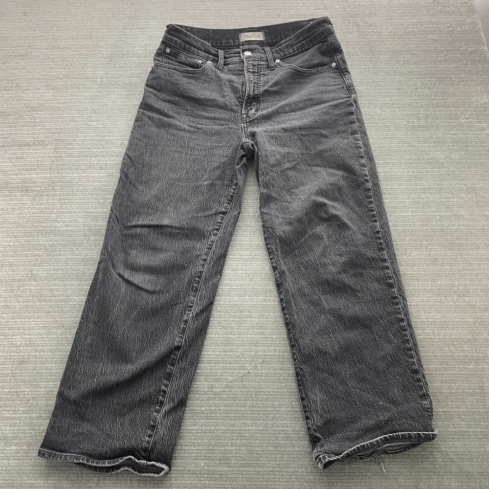 Madewell Jeans‎ Women 30P Charcoal Black The Perfect Vintage Wide Leg High Rise